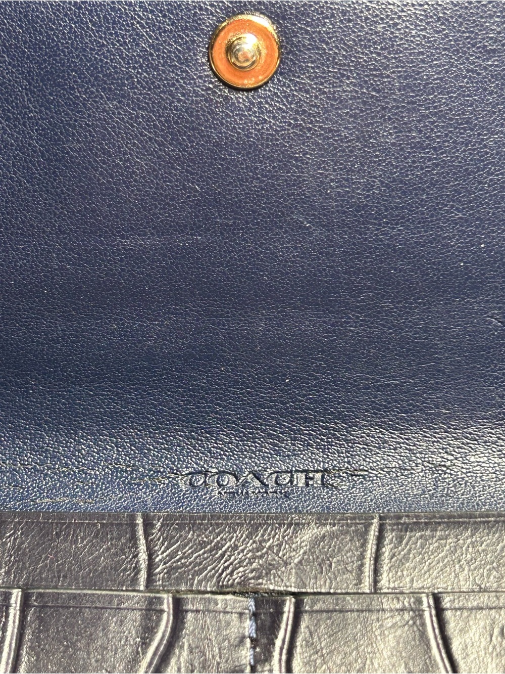 Coach Navy Croc-Embossed Continental Wallet with Snap Closure. 
EUC - Picture 7 of 9